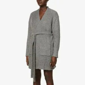SKIMS Cozy Boucle Knit Short Belted Robe Smoke Gray Sz S/M